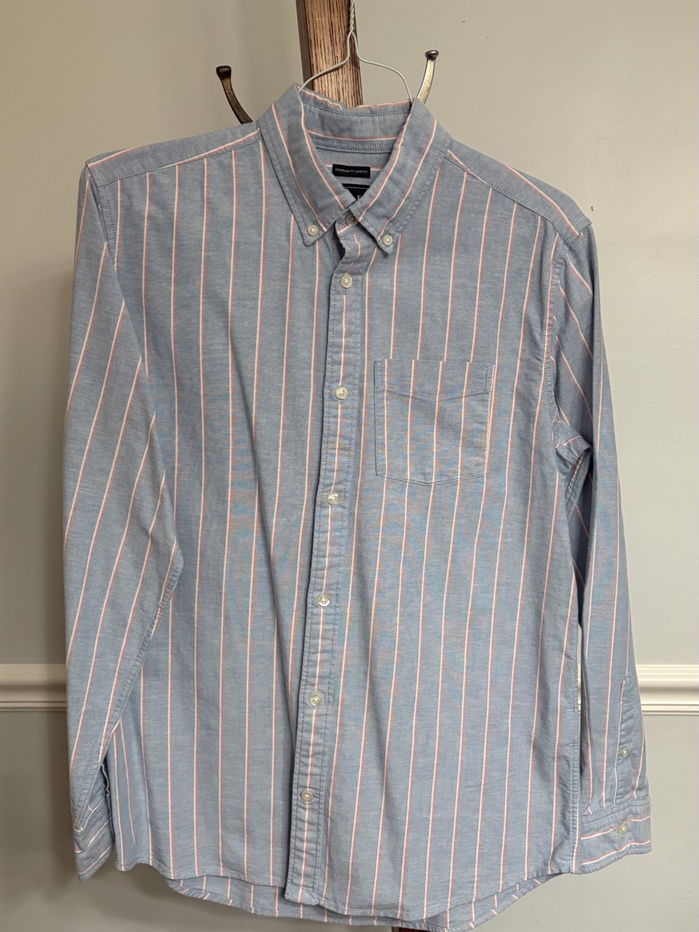 GAP Light Blue Shirt with Pink and White Stripes